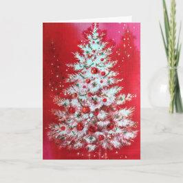 Árbol de Navidad vintage en rojo con tu firma