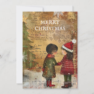 Árbol de Navidad Vintage Niños Nieve
