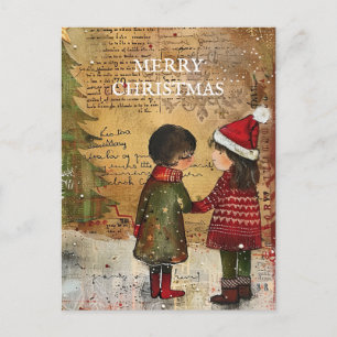 Árbol de Navidad Vintage Niños Nieve