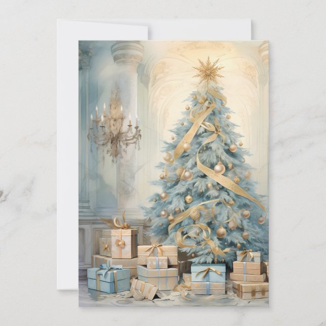 Árbol de Navidad Vintage presenta oro azul (Anverso)