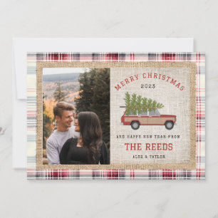Árbol de Navidad Wood Wagon Car Photo Tartan Plant