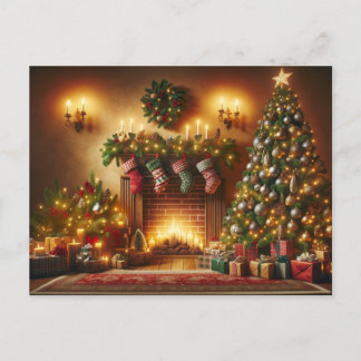 Árbol de Navidad y chimenea