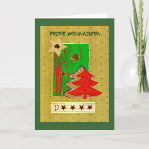 Árbol de navidad y estrellas modernas en verdes de