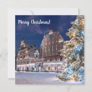 Árbol de Navidad y la casa de las cabezas negras e