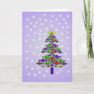 Árbol de navidad y nieve de la flor de lis