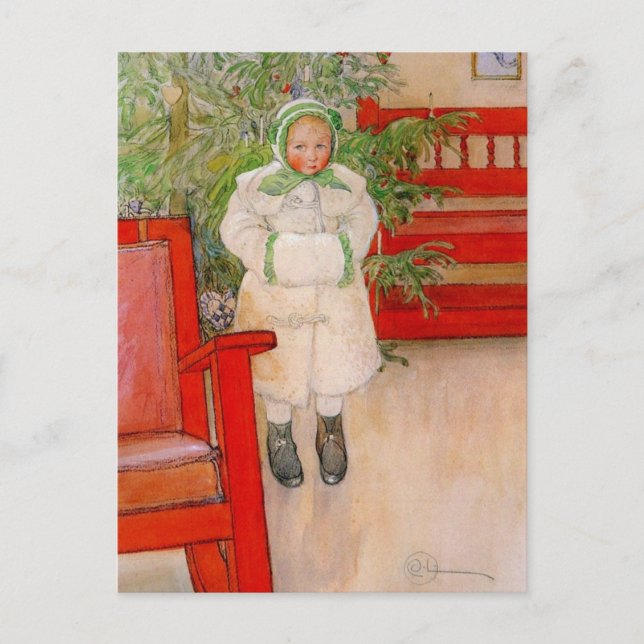 Árbol de Navidad y niño en pieles (Anverso)