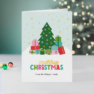 Árbol de Navidad y regalos en azul acuático