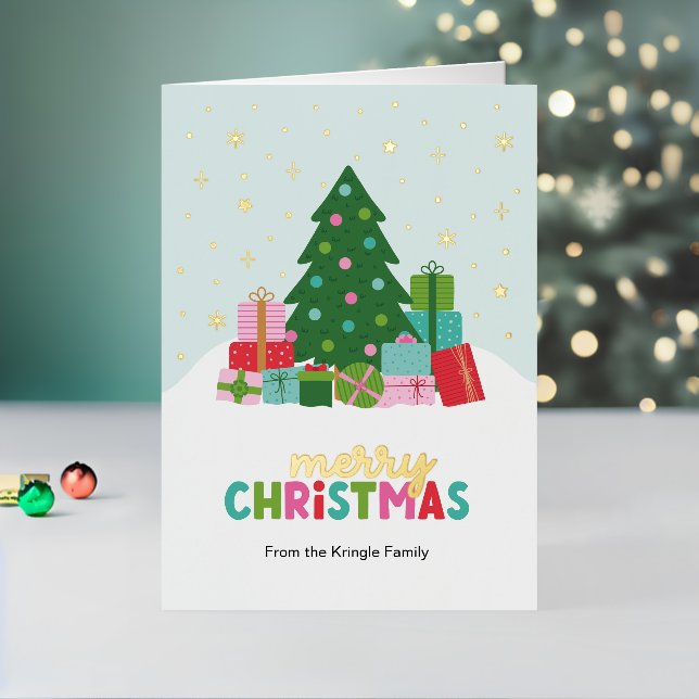 Árbol de Navidad y regalos en azul acuático (Vacaciones in situ 2)