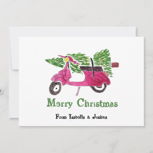 Árbol de Navidad y Scooter Rojo Lindo (Anverso)