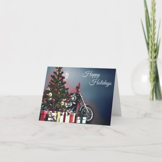 Árbol de Navidad y tarjeta de motocicleta (Anverso)