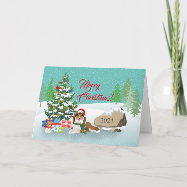 Árbol de Navidad y tarjeta de vacaciones de la pla (Anverso)