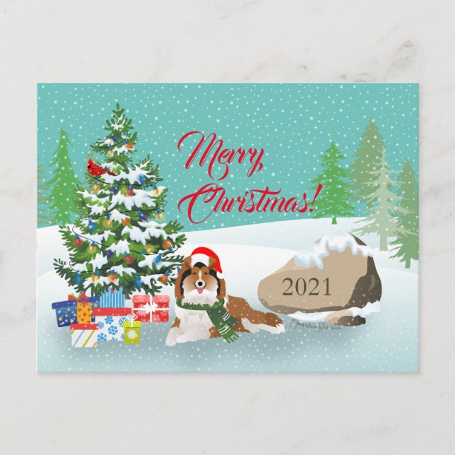 Árbol de Navidad y tarjeta postal navideña de prot (Anverso)