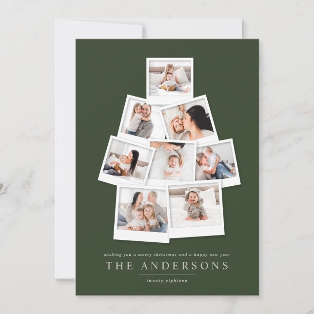 Árbol de navidades polaroides tarjeta de vacacione (Anverso)
