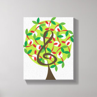 Árbol de notas musicales rojas Arte de pared para 