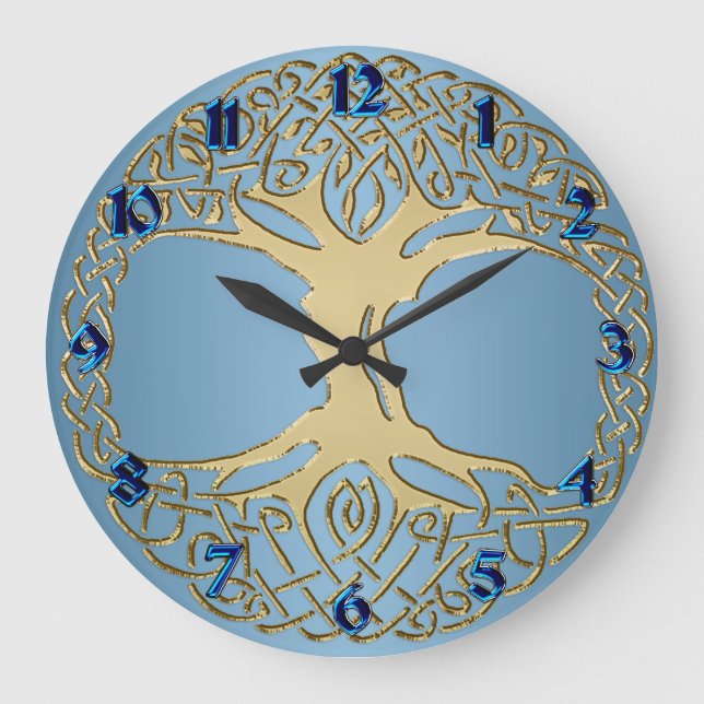 Árbol de nudo celta azul y dorado del reloj de la  (Anverso)