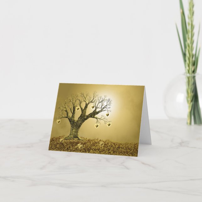 Árbol de oro de los corazones - tarjeta de (Anverso)