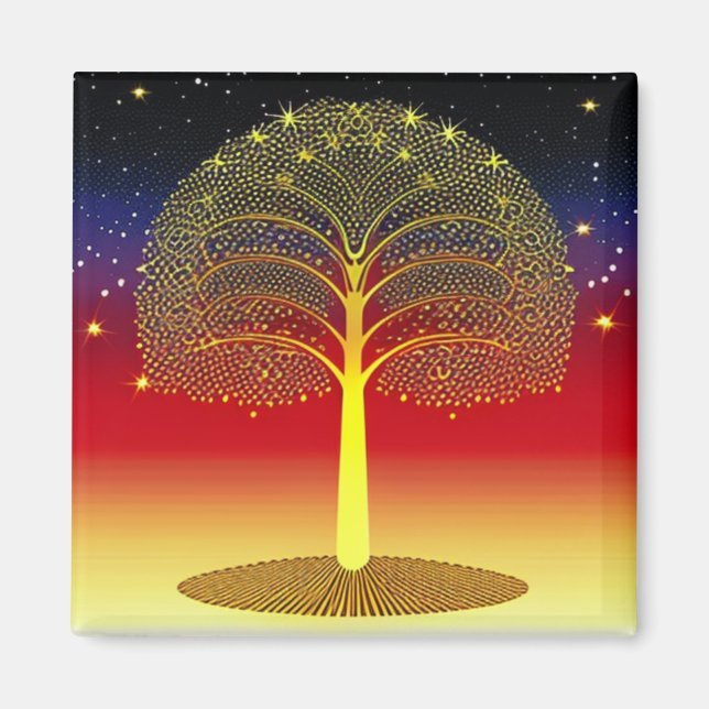 Árbol de oro en el imán Sunset (Frente)