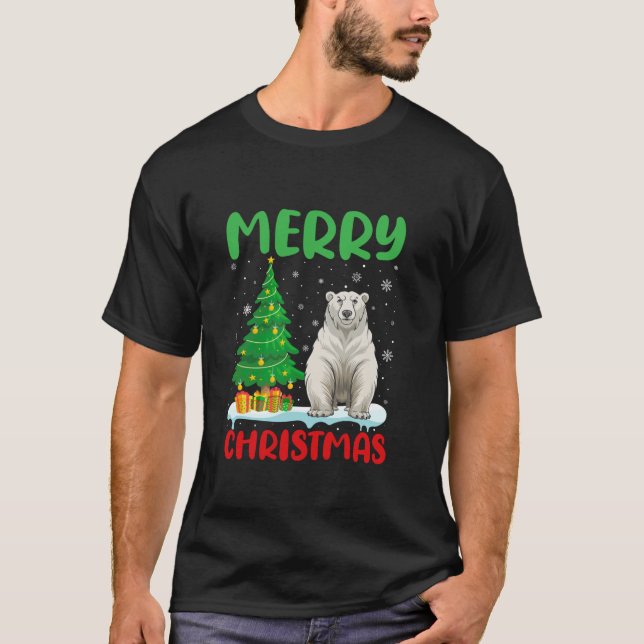 Árbol de oso polar navidad sudaderas mujeres feas  (Anverso)