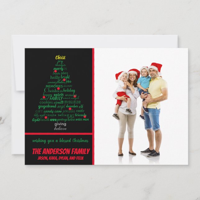 Árbol de palabras de Navidad -- Tarjeta de Navidad (Anverso)