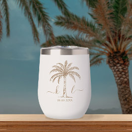 Árbol de palma con logotipo de Boda de monograma