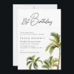 Árbol de palmas acuarelas Invitación al cumpleaños<br><div class="desc">Invitación al cumpleaños 21ª Palm Tree por color de agua Simple y moderna invitación a cualquier edad para el cumpleaños de las palmeras,  con un moderno encabezado de caligrafía y algunas palmeras acuáticas. Esta moderna invitación de 21 años es ideal para una fiesta de cumpleaños de verano.</div>