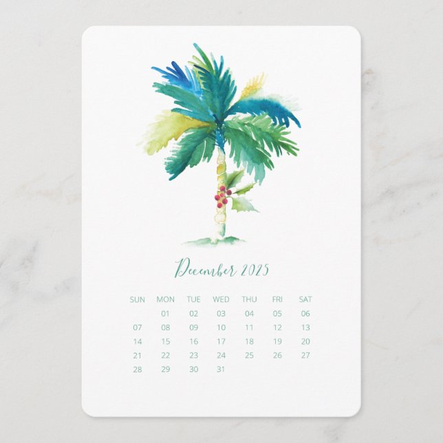 Árbol de palmas de tarjetas de calendario de dicie (Anverso)