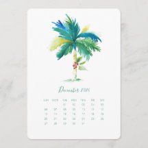 Árbol de palmas de tarjetas de calendario de dicie