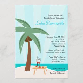 Árbol de palmas tropical 5x7 Invitación de ducha d