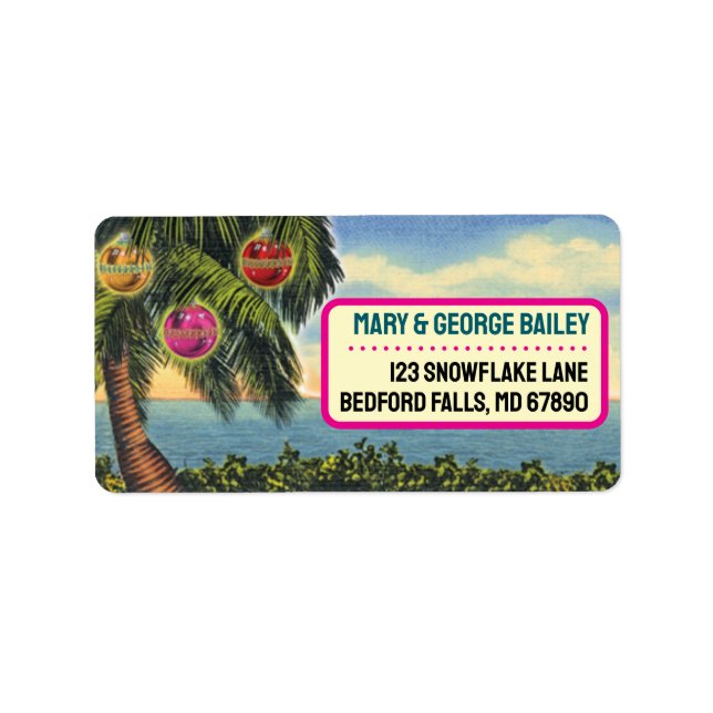Árbol de palmas tropical + etiqueta de dirección d (Frente)