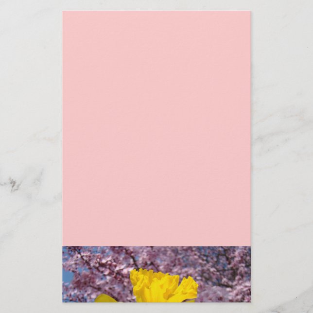 Árbol de Papelería Rosa Flor de Primavera Narcisos (Anverso)