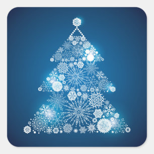 Árbol de pegatinas y copos de nieve de Navidad