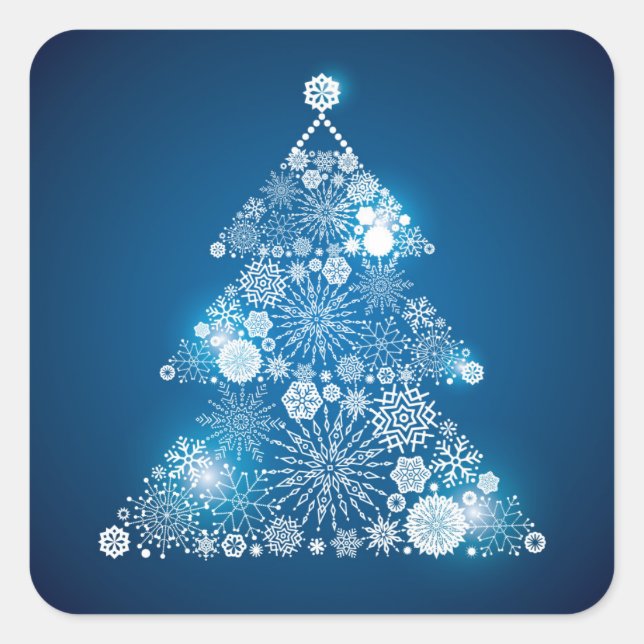 Árbol de pegatinas y copos de nieve de Navidad (Anverso)