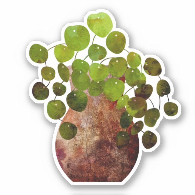 Árbol de planta verde en maceta pegatina transpare (Anverso)
