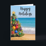 Árbol de playa tropical Feliz Festividad Tarjeta d<br><div class="desc">Tarjeta de felicitación Tropical Beach Tree Happy Holidays. Haga clic en el botón "Personalizar" y agregue un mensaje personalizado. Consulte nuestros sellos de correo de vacaciones para encontrar una manera elegante de enviar sus tarjetas.</div>