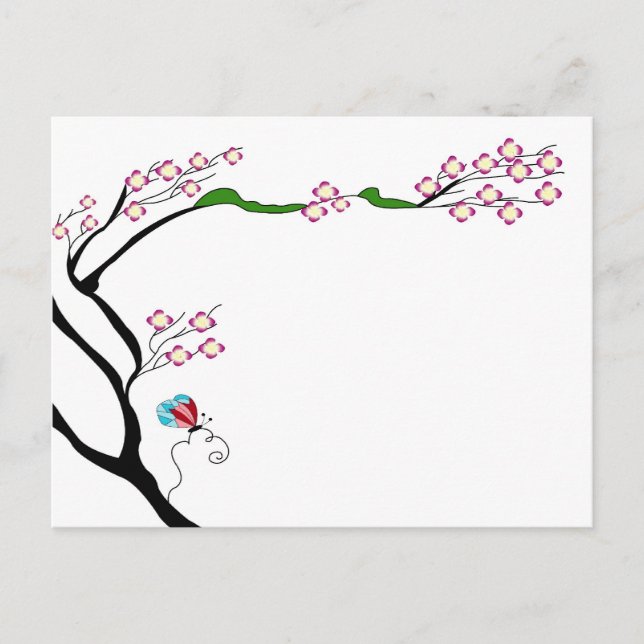 Árbol de primavera en una postal (Anverso)