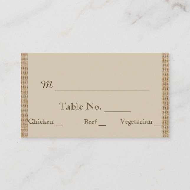 Árbol de roble en las tarjetas Burlap Boda (Anverso)