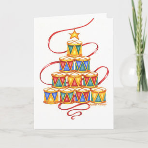 Árbol De Tambores De Navidad Tarjetas De Saludo