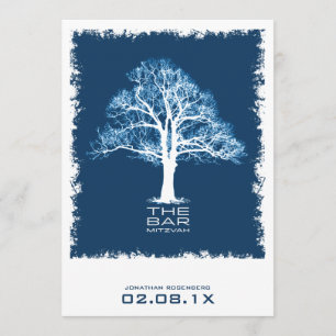 Árbol de vida Bar Mitzvah Invitación Marina Azul
