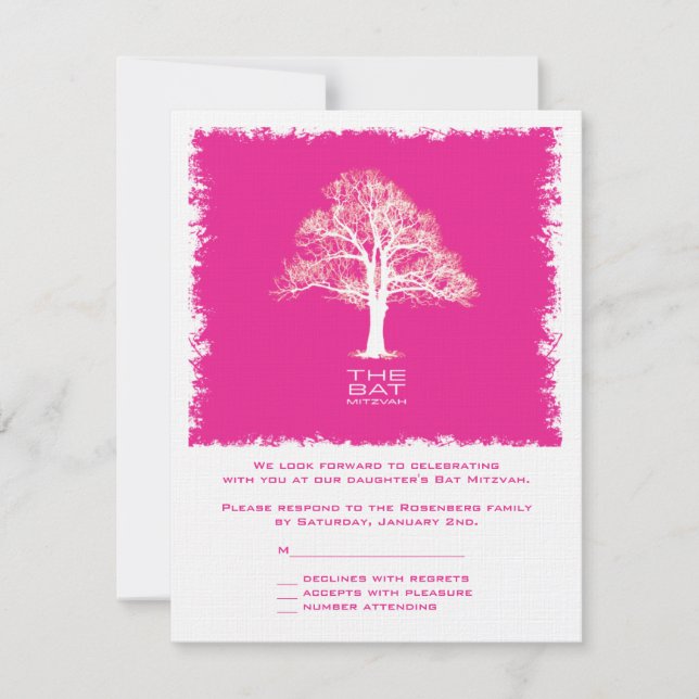 Árbol de vida Bat Mitzvah RSVP Tarjeta de respuest (Anverso)