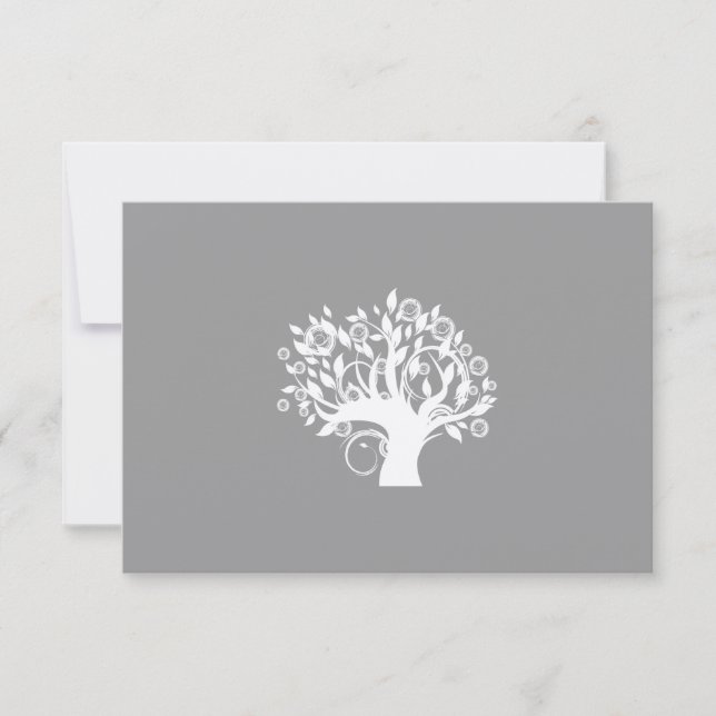 Árbol de vida Boda judía hebrea RSVP Plata (Anverso)