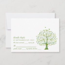 Árbol de vida, elegante carta RSVP de boda