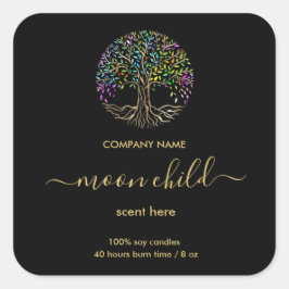 Árbol de vida Intensión Etiqueta de tarro celeste