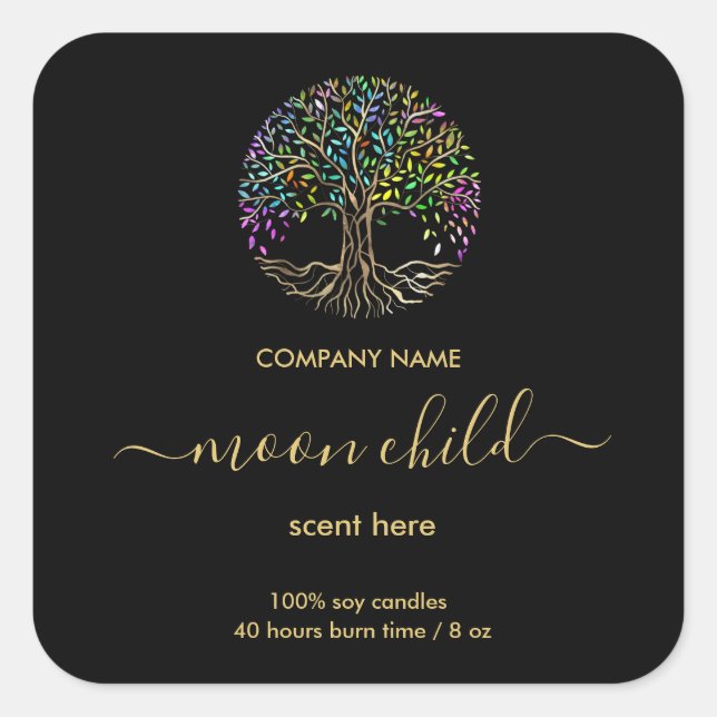 Árbol de vida Intensión Etiqueta de tarro celeste (Anverso)