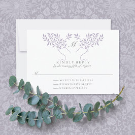 Árbol de vida Lilac deja la tarjeta RSVP de boda