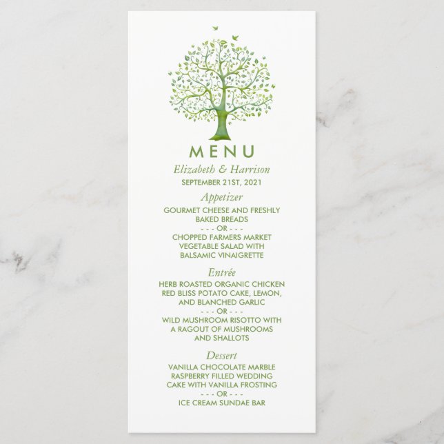 Árbol de vida, menú de bodas elegante (Anverso)