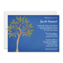 Árbol de vida Swirls Blue Bar Invitaciones Mitzvah