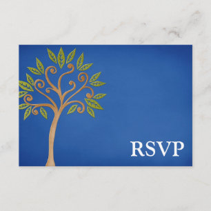 Árbol de vida Swirls Blue Bar Mitzvah RSVP