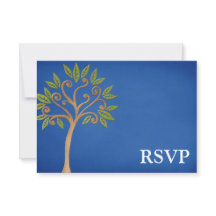 Árbol de vida Swirls Blue Bar Mitzvah RSVP