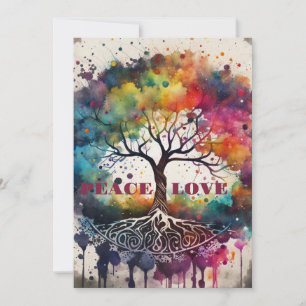 ÁRBOL DE VIDA. Tarjeta de paz, amor (editable)