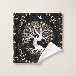 Árbol de vida - Yggdrasil - blanco negro y oro